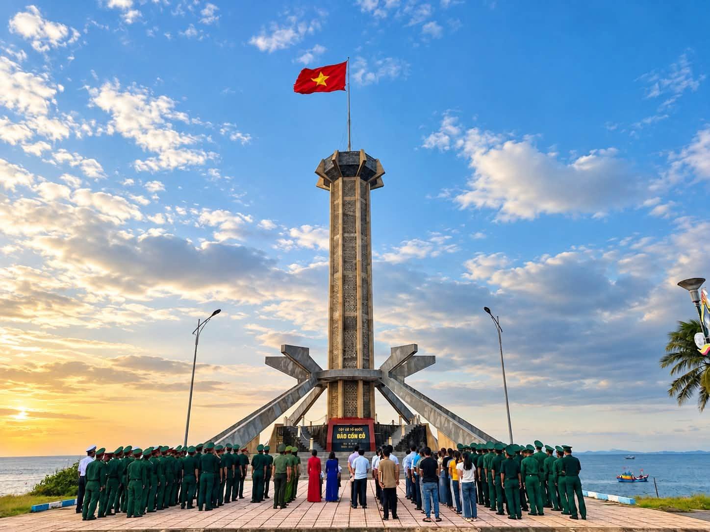 Cồn Cỏ tổ chức lễ chào cờ đầu tháng 9